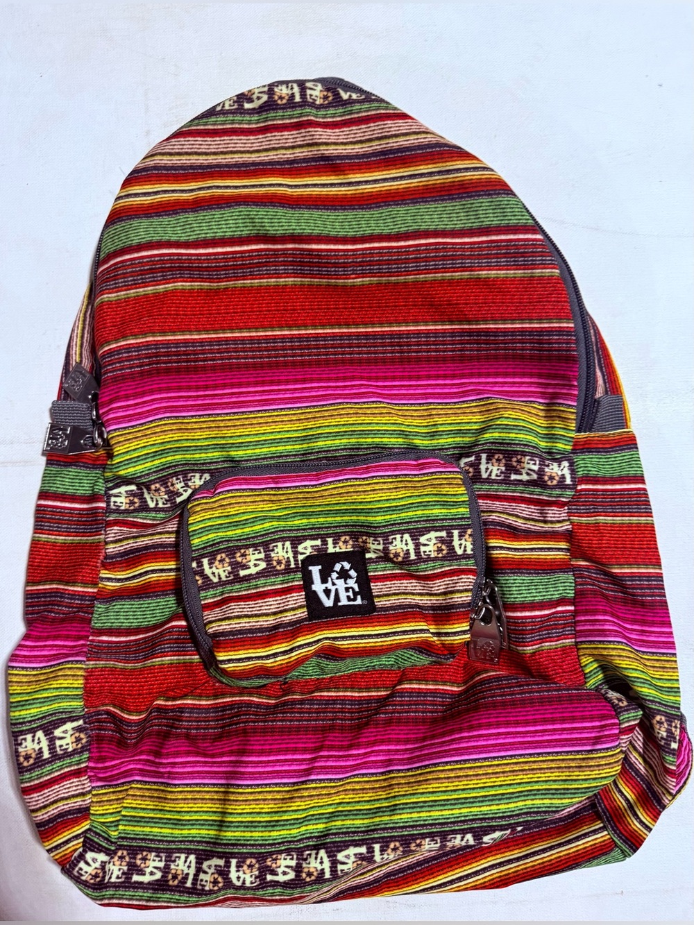 Love Vibrant Multicolor Striped Backpack